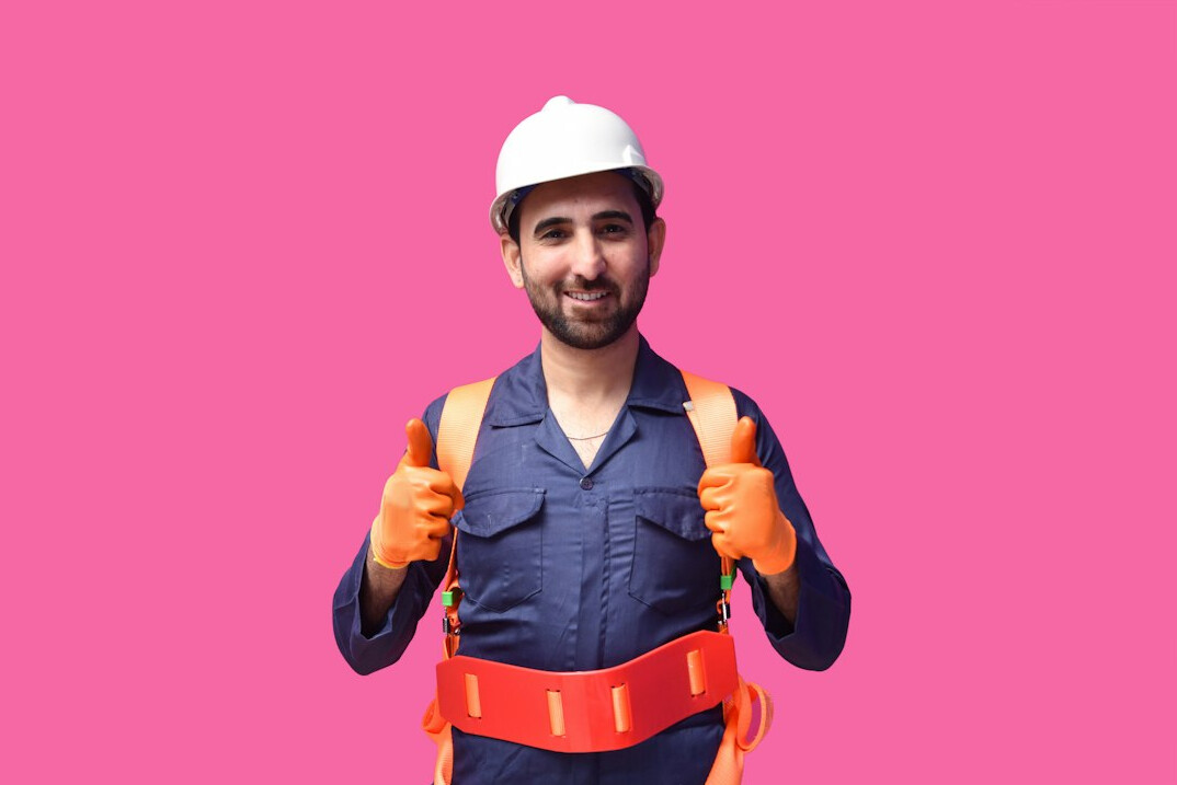 Portrait of a studio engineer man smiling